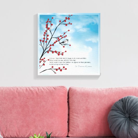 St. Therese Birds Cloud Branch Quote Berries Canvas Afdruk (Insitu (Woonkamer))