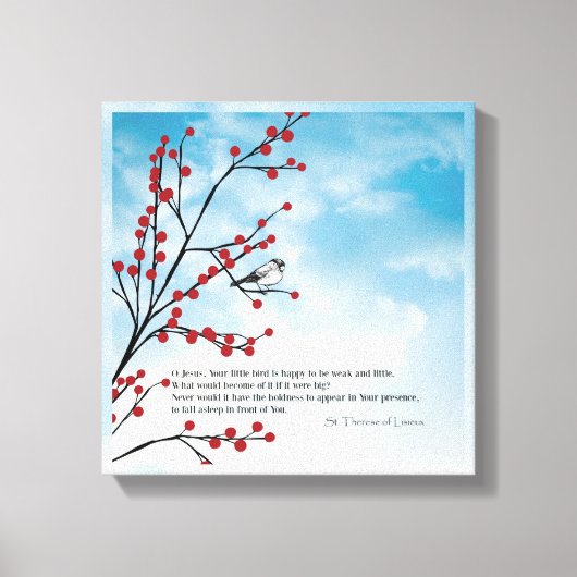 St. Therese Birds Cloud Branch Quote Berries Canvas Afdruk (Voorkant)