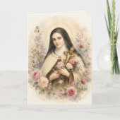 St. Thérèse bloemstuk met Bijbelvers Kaart (Voorkant)