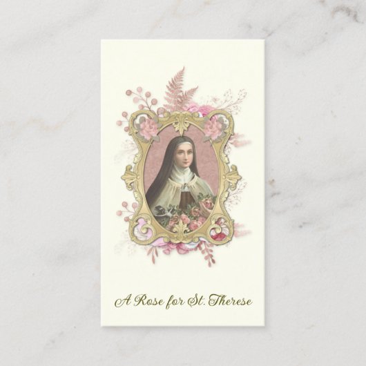 St. Therese Carmelite Nun Roses Religious Poem Visitekaartje (Voorkant)