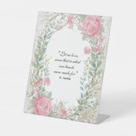 St. Therese Citaat Roze Rozen Trouwbloemen Reclamebord Met Voetstuk