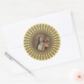 St. Therese de Kleine Bloem Deco Grens Ronde Sticker (Envelop)