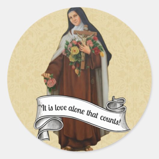 St. Therese de Kleine Bloem Karmeliet Religieus Ronde Sticker (Voorkant)