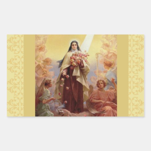 St. Therese de Kleine Bloemenengelen Rechthoekige Sticker (Voorkant)