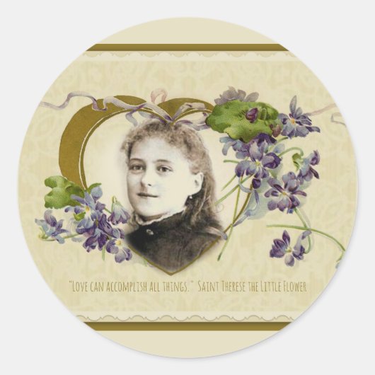 St. Therese de kleine bloemenviooltjes Ronde Sticker (Voorkant)