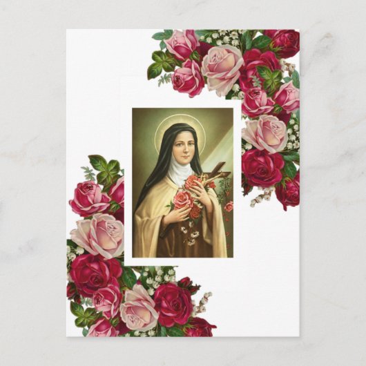 St. Therese de Kleine Roze Rozen Briefkaart (Voorkant)