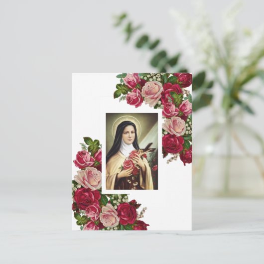 St. Therese de Kleine Roze Rozen Briefkaart (Staand voorkant)