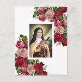 St. Therese de Kleine Roze Rozen Briefkaart (Voorkant)