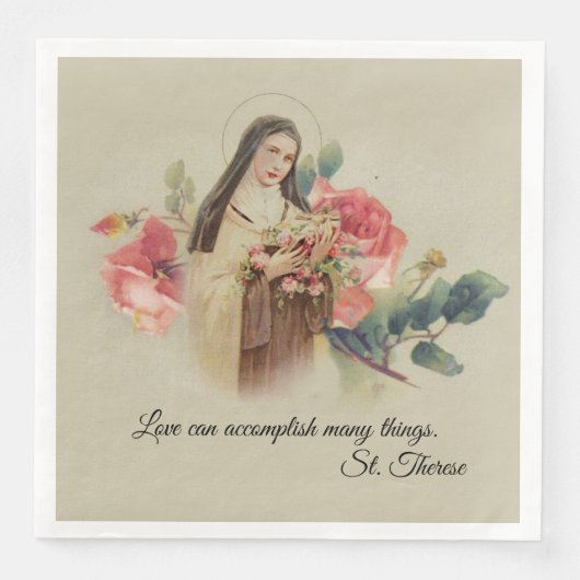 St. Therese de Kleine Roze Rozen Servetten (Voorkant)