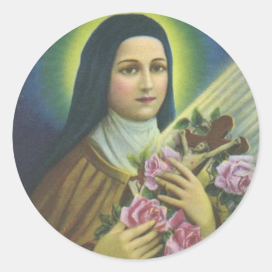 St. Therese de Kleine Vloerkatholieke Carmelite Ronde Sticker (Voorkant)