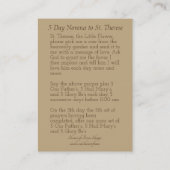 St. Therese de Little Flower Novena-kaarten Visitekaartje (Achterkant)