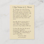  St. Therese de Little Flower Novena-kaarten Visitekaartje (Achterkant)