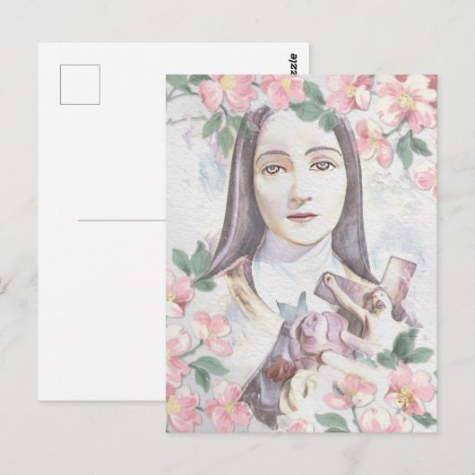 St Therese de Little Flower Waterverf Briefkaart (Voorkant / Achterkant)