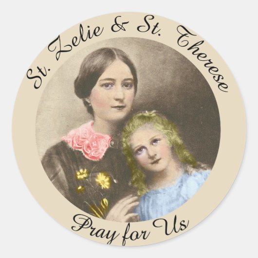 St. Therese en haar moeder St. Zelie Martin Ronde Sticker (Voorkant)