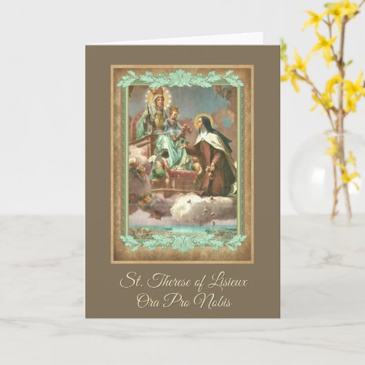 St. Therese en Mary Wenskaart met gebed Kaart (Gele Bloem)