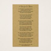 St. Therese het Little Flower Poem Visitekaartje (Achterkant)