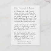 St. Therese Jesus Crucifix Novena Heilige Kaart Visitekaartje (Achterkant)
