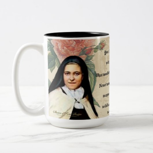 St. Therese Jesus Prayer  katholieke collage Tweekleurige Koffiemok (Links)