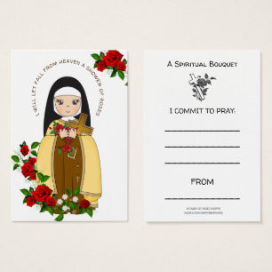 St. Therese Jesus Spiritual Bouquet Prayer Roses Visitekaartje