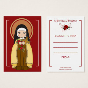 St. Therese Jesus Spiritual Bouquet Prayer Roses Visitekaartje