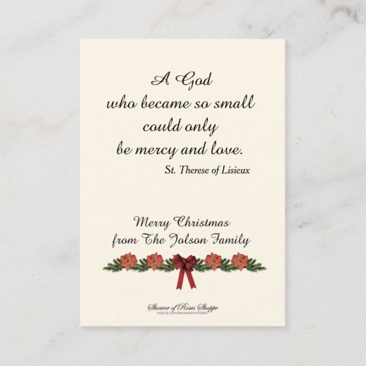 St. Therese Katholieke Kerst Heilige Kaart Prayer Visitekaartje (Achterkant)