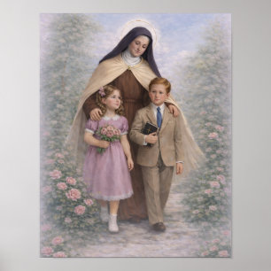 St. Therese leidt kinderen Rozen Katholiek Poster