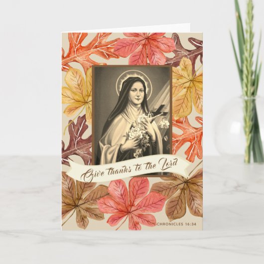 St. Therese Lisieux Thanksgiving Autumn Leaves Feestdagen Kaart (Voorkant)
