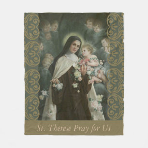 St. Therese Little Flower Angels Cherubs Rozen Fleece Deken