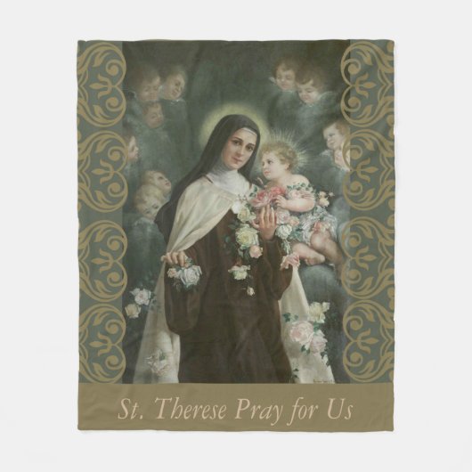 St. Therese Little Flower Angels Cherubs Rozen Fleece Deken (Voorkant)
