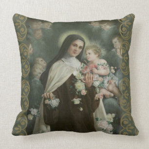 St. Therese Little Flower Angels Cherubs Rozen Kussen