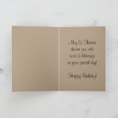 St. Therese Little Flower w / roze rozen Verjaarda Kaart (Binnen)