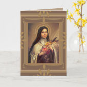 St. Therese Little Flower w / roze rozen Verjaarda Kaart (Gele Bloem)