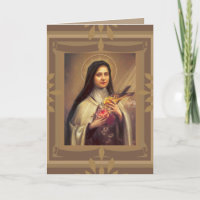 St. Therese Little Flower w / roze rozen Verjaarda