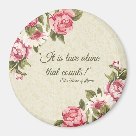 St. Therese "Love Alone that Counts" met Roze Ros Magneet (Voorkant)