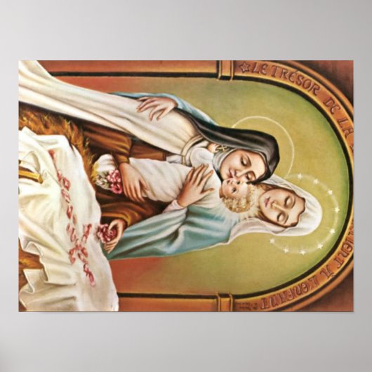 St. Therese Moeder Mary Baby Jesus Manger Rozen Poster (Voorkant)