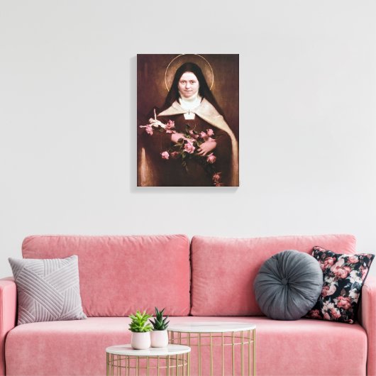 St Therese of Lisieux Devotional Afbeelding. Canvas Afdruk (Insitu (Woonkamer))