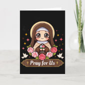 St Therese Of Lisieux Pray For Us Catholic Roses F Kaart (Voorkant)