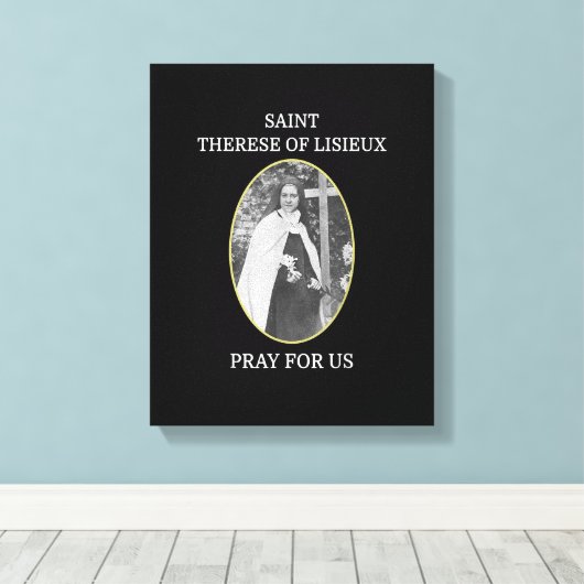 St. Therese of Lisieux T-Shirt Saint Little Flower Canvas Afdruk (Insitu (Houten vloer))