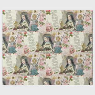 St. Therese Poem  katholieke Rosary Collage Cadeaupapier