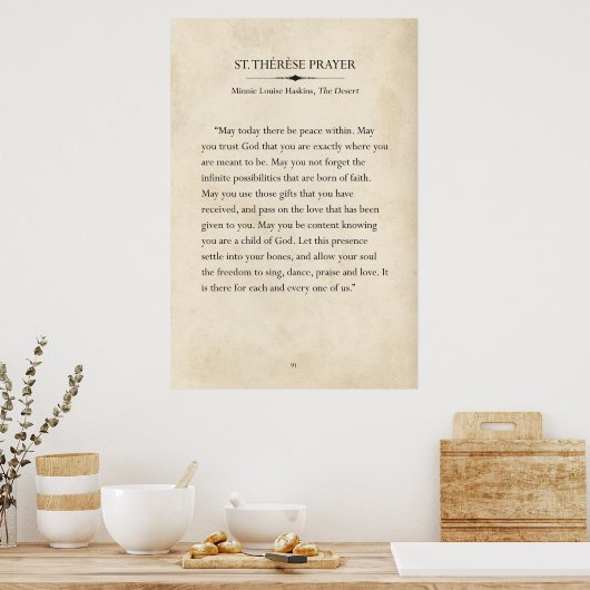 St. Therese Prayer Book Page Art Poster (Keuken)