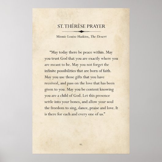 St. Therese Prayer Book Page Art Poster (Voorkant)