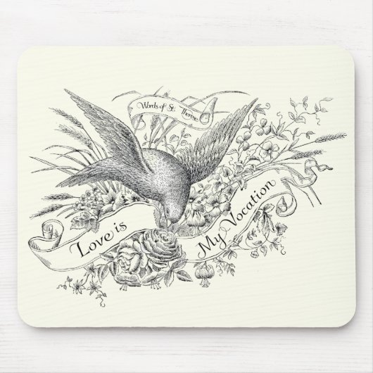 St. Therese Quote met Dove en Black & White Rose Muismat (Voorkant)