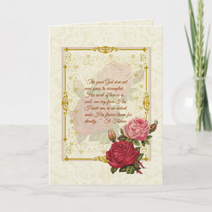St. Therese Quote met roze en rode rozen Kaart