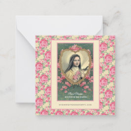 St. Therese Religieuze Carmelite Nun Pink Roses Notitiekaartje
