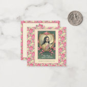 St. Therese Religieuze Carmelite Nun Pink Roses Notitiekaartje (Voorkant / Achterkant in situ)