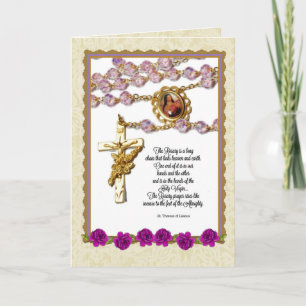 St. Therese Rosary Bouquet Catholic Kaart