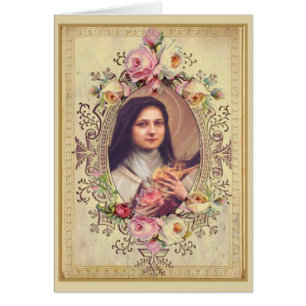 St. Therese Rozen Crucifix Gold Border