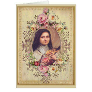 St. Therese Rozen Crucifix Gold Border