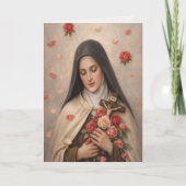 St Thérèse Rozen en Kruisbeeld Devotieartikel Kaart (Voorkant)