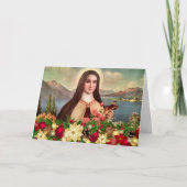 St. Therese Rozen Kruisbeeld Kerst Feestdagen Kaart (Voorkant)